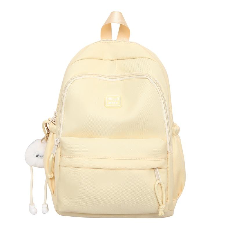 Schoolbag New Student Schoolbag Girls Junior High School Fashion Simple Large Capacity Backpack Solid Color Outdoor Commuter Travel Backpack