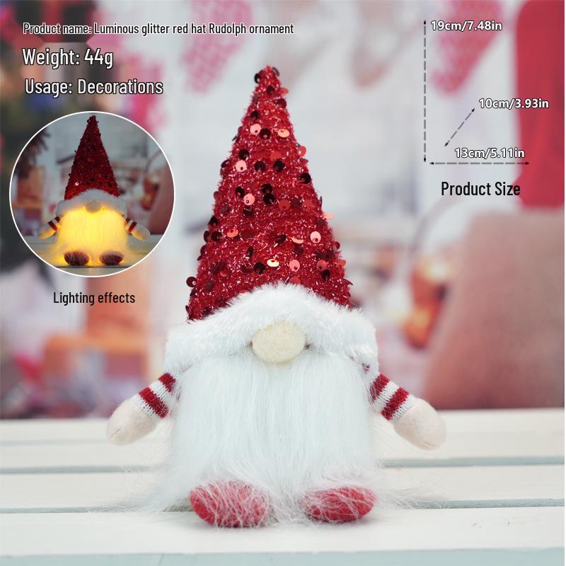 Svítící flitrový trpaslík a Rudolf vánoční ozdoby