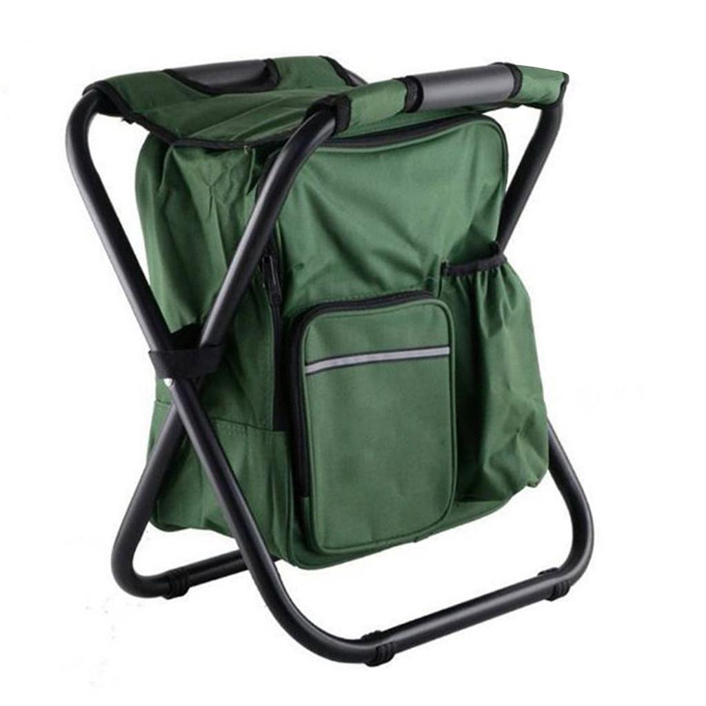 Backpack Cooler Chair Lightweight Large Capacity Folding Camping Stool for Travel Beach Hiking Picnic OD Green