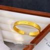 Golden Lucky Cat Bangle with Auspicious Words & Clouds Design