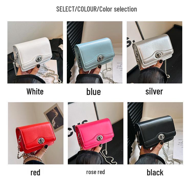 Frühling/Sommer Kinder Umhängetasche - Euro-amerikanische Mode, Socialite-Stil, Einfaches Verschlussdesign, Kettenriemen, Kompakte quadratische Lippenstifttasche für Damen