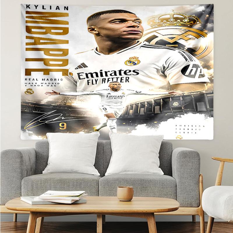 Kylian Mbappé Tapestry for Bedroom Aesthetic Classroom Tapestries Wall Hanging for Living Room Dorm Office,Ideal Creative Gift