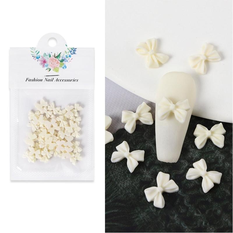 50pcs/set Bows Nail Charm Matte Bowknot Nail Charm Flatback Nail Charms Bows Nail Art Decoration DIY Bows Nails Jewelry