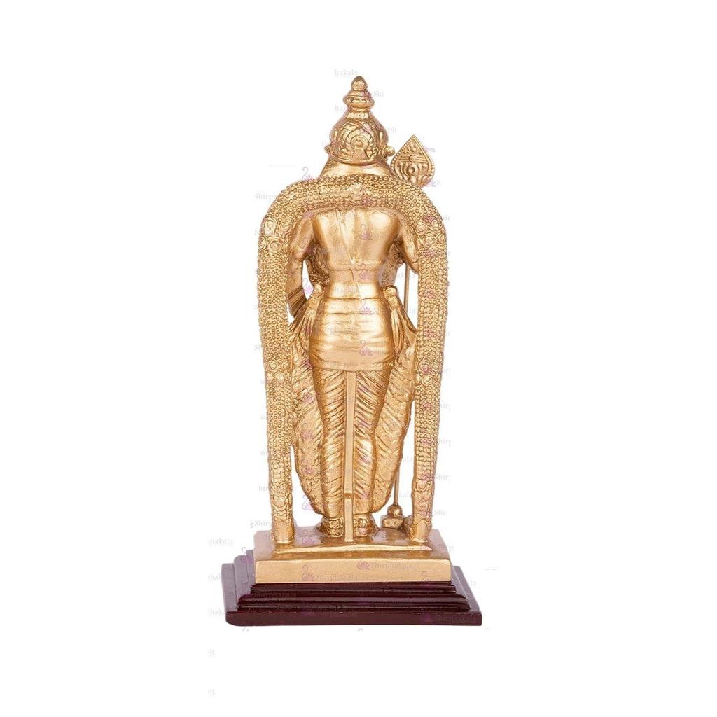 Divine Handicrafts, Pathumalai Murugan Statue, Murugan Resin Idol, Gold Finish - 6 inch Height