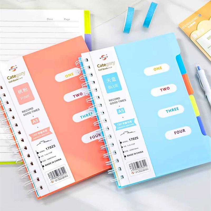 A5 Spiral Notebook with Dividers: 50K Thick Loose-Leaf Student Draft Book