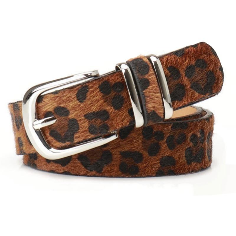 Women's belt leopard print leather belt, fashionable European and American all-match jeans coat belt