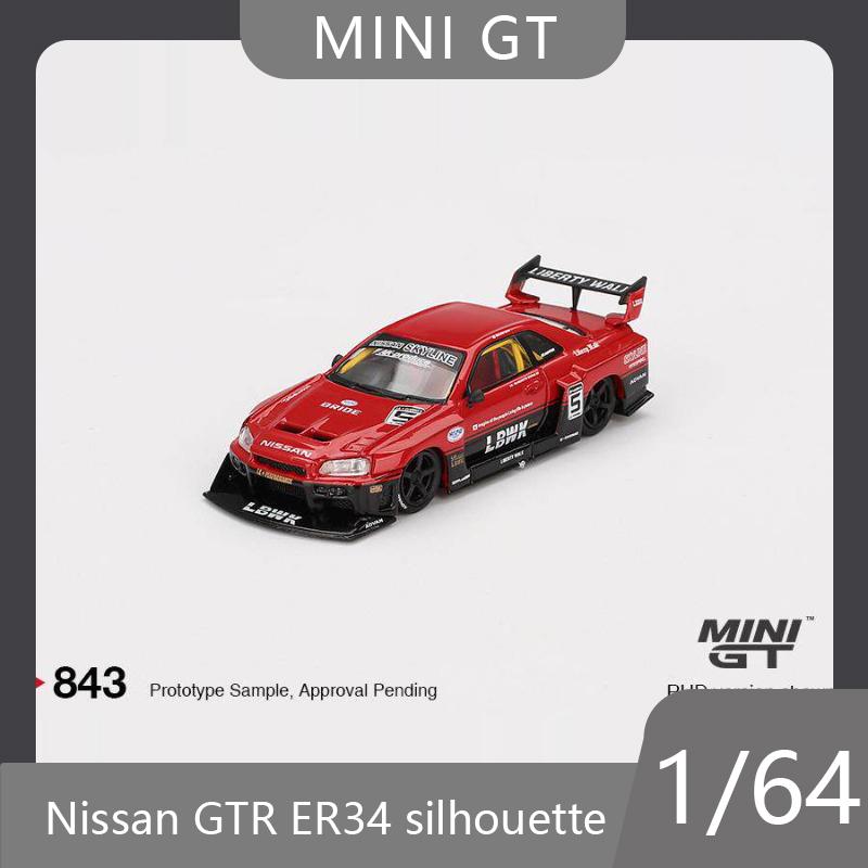 MINIGT 1:64 Nissan GTR ER34 LB Wide body Silhouette Simulation Alloy Car Model Desktop Ornament Collection Boys' Toys