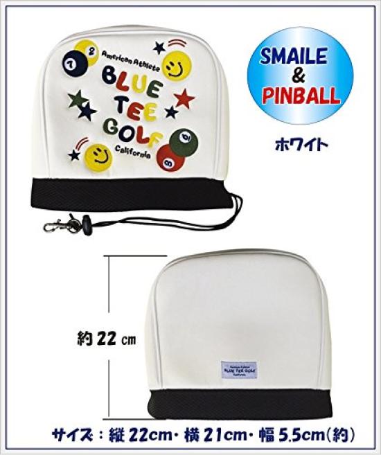 BLUE TEE GOLF California [SMILE & PINBALL] High quality embroidery finish Cat Hand Headcover (White (off-white), Smile Type (for iron))