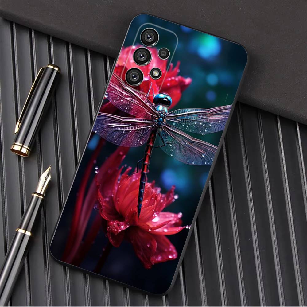 Dragonfly Animal Phone Case For Samsung Galaxy A13,A21s,A22,A31,A32,A52,A53,A71,A80,A91 Soft Black Shell