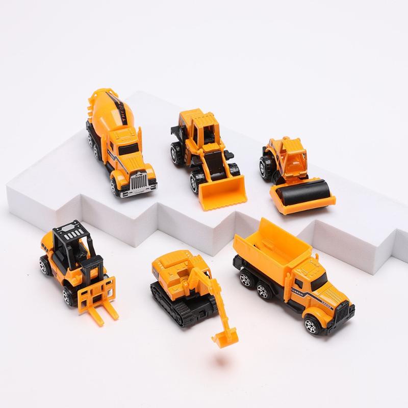 6Pcs/Set Educational Toys Alloy Plastic Engineering Truck Car Construction Model Vehicle Loader Tractor Excavator For Kid Gifts