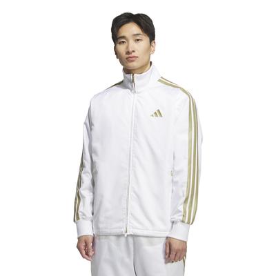 Adidas Soft Ground Wind Metallic Size M Jacket, Men's TI377, White/Gold (KA1249),