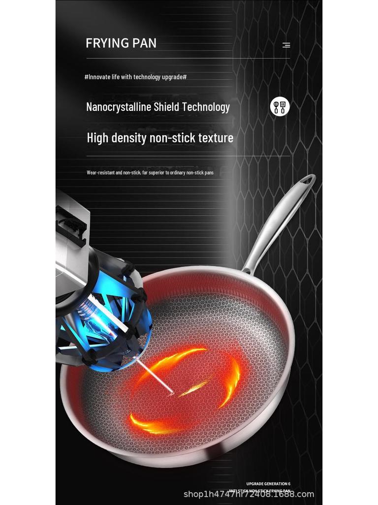 Stainless Steel Non-Stick Honeycomb Frying Pan for Steaks & Pancakes