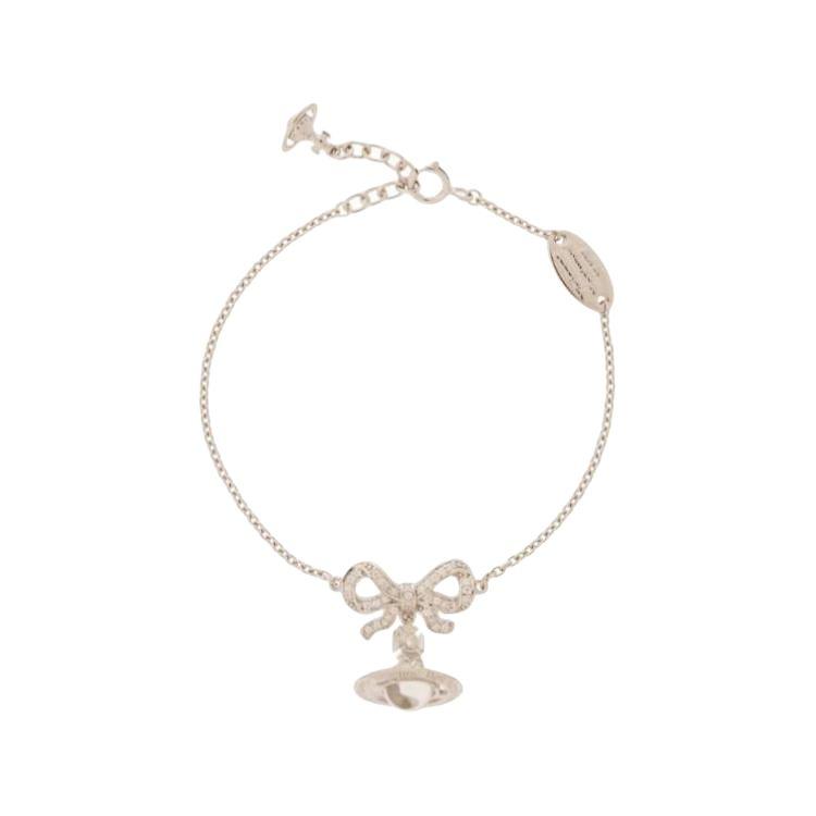 Vivienne Westwood Octavie Bow Saturn Transparent Sphere Pendant Crystal Silver Bracelet Women bracelet 6102020V01P346 Basic Packaging-Dust Bag+Box