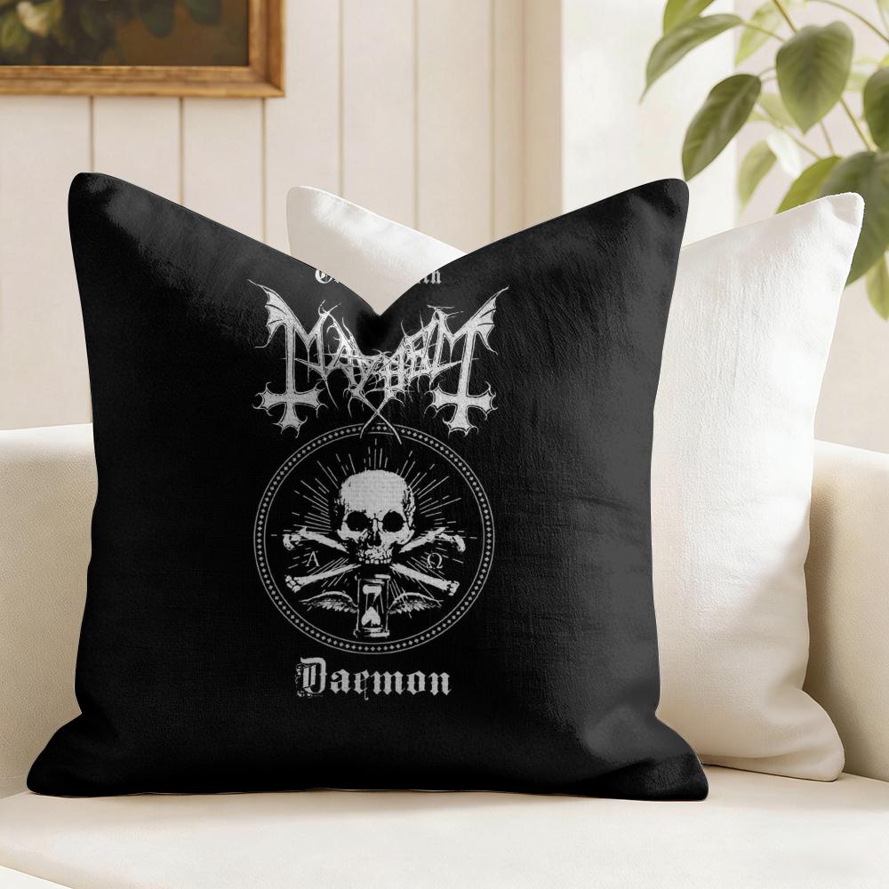 MMayhem Band Cushion Cover Eco Linen Pillow Case DoubleSided Print Breathable Durable Zipper Home Decor Gift