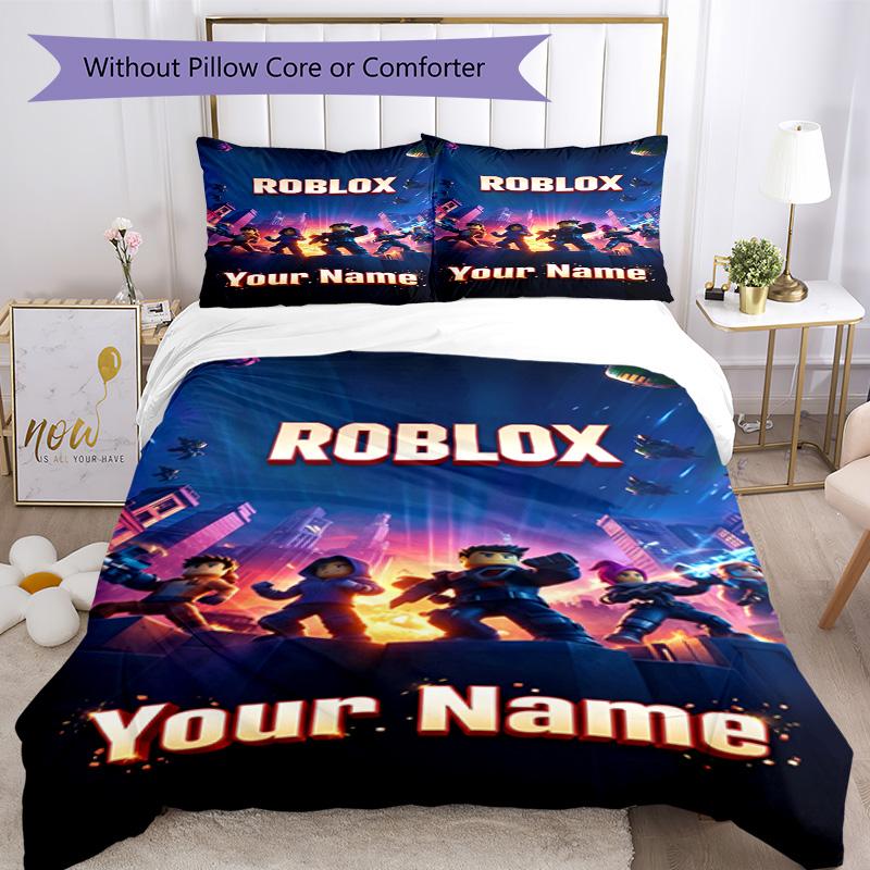 Roblox Customizable Name Bed Sheet Set Design for Study room Machine Washable Custom Room Decor Birthday/Christmas GiftSpiritual Gift
