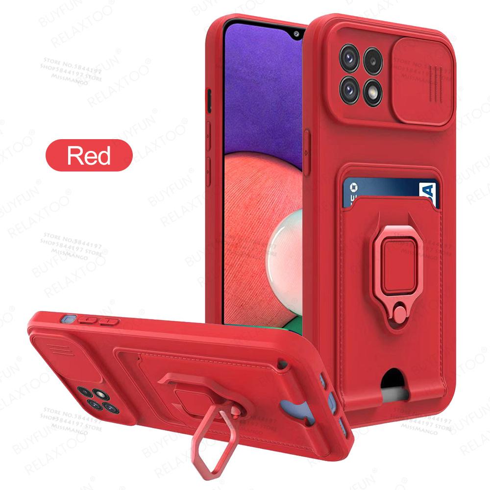 Slide Camera Lens Protection Case For Samsung Galaxy A22 5G Card Slot Stand Holder Magnetic Cover For Samsung Samsun A 22 22A