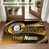 Crystal Velvet Square Rug Custom NamePittsburgh Steelers Pattern Non Slip Home Floor Decor Rug