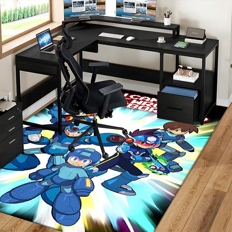 1pc Anime Mega Man Chair Mat - Anti-Slip Carpet for Office, Home Decor, Living Room, Bedroom, Game Room - Perfect Gift for Anime Fans.Y081