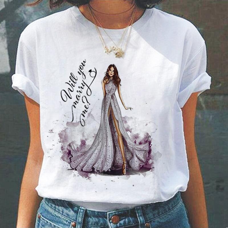 Camiseta de Verano de Cuello Redondo con Estampado 3D de Patrón de Reina, Camisetas de Mujer Casuales de Moda de Manga Corta