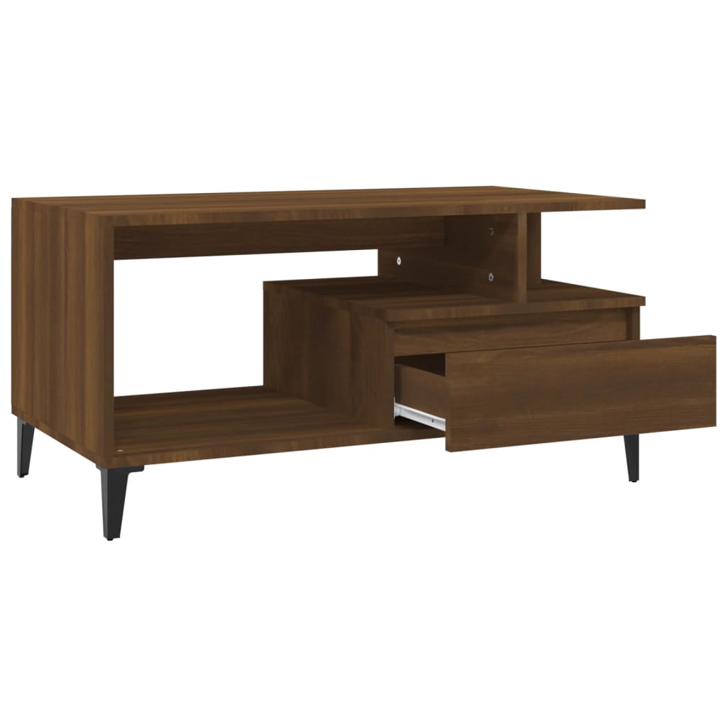 Coffee Table Brown Oak Effect 90 X 49 X 45 Cm Engineered Wood