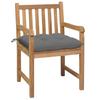 Garden Chairs 2 Pcs with Grey Cushions Solid Teak Wood