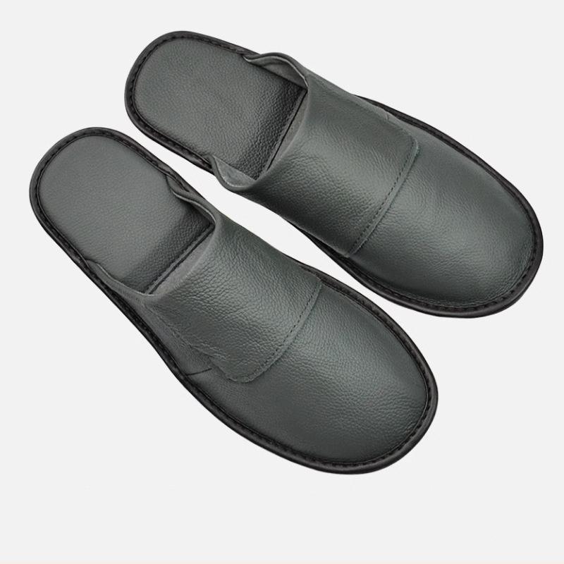 

Роскошные мужские домашние тапочки из коровьего спилка ручной работы, весенние мягкие удобные черные коричневые спальные домашние туфли на плоской подошве для мужчин 45-46 серый