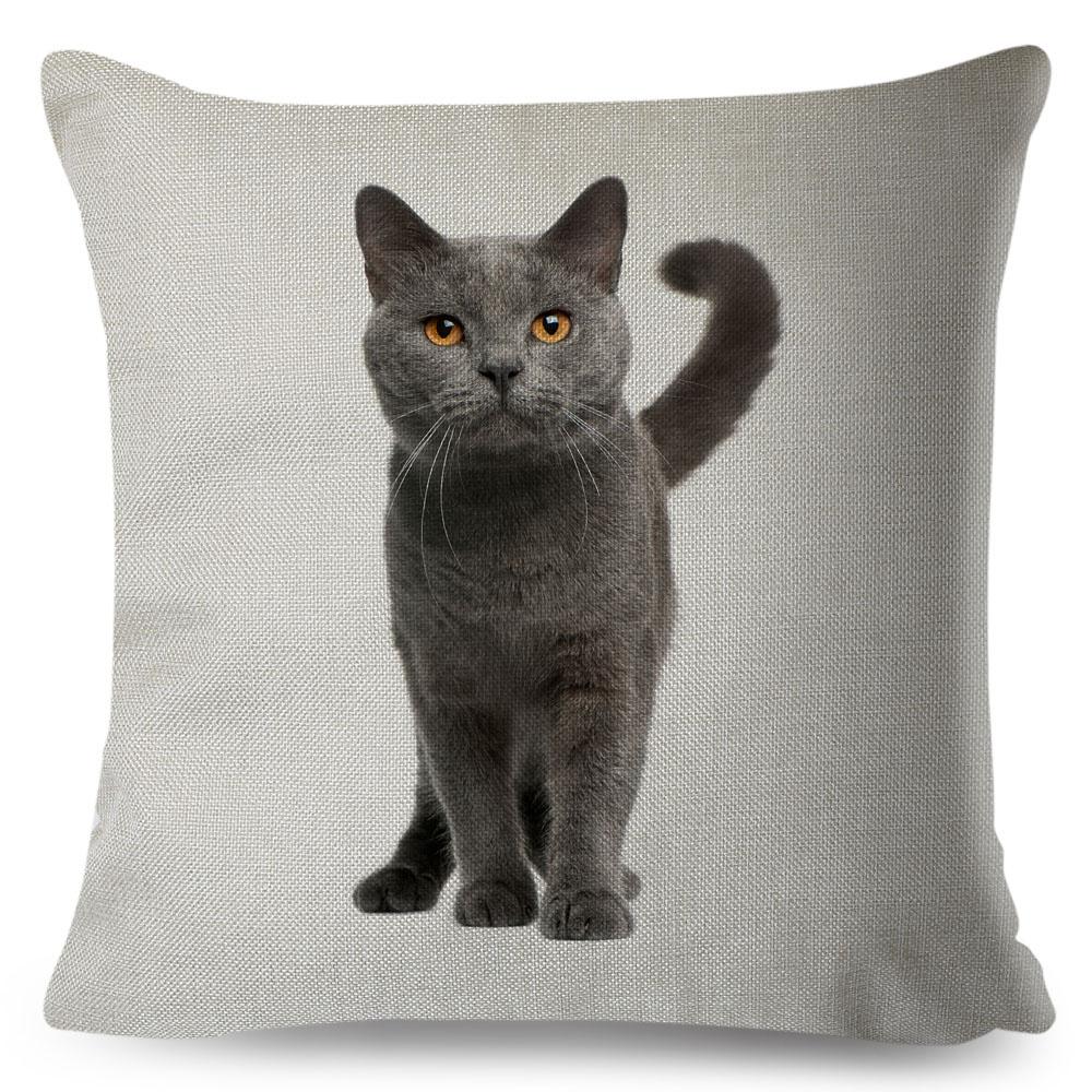 Cute Cat Pillowcase Decor Lovely Pet Animal Print Cojines Cushion Cover Polyester Pillow Case for Home Sofa Children Room 45x45