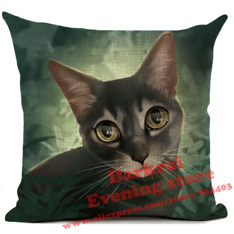 Cat Cushion Cover Kitten Printed Linen Throw Pillows Living Room Sofa Decor Throw Pillows Home Decoration Pillowcase Xcm