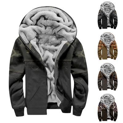 Pulover cu mânecă lungă și fermoar cu imprimare casual personalizat pentru bărbați Costum din bumbac gros iarna