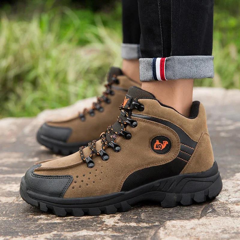 Fashion Brand Winter Snow Boots Warm Plush Men's Boots Outdoor Non-slip Hiking Boots Waterproof Men's Ankle Boots Walking Boots Size 47