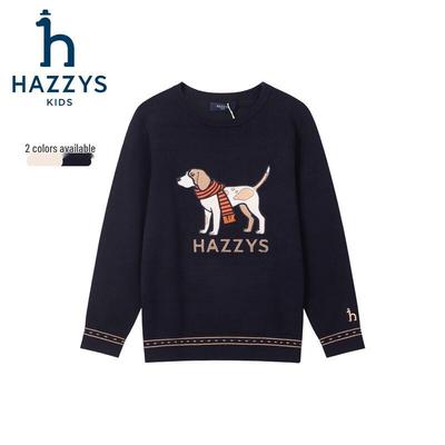 HAZZYS Boys' Classic Hound Round Neck Knit Sweater