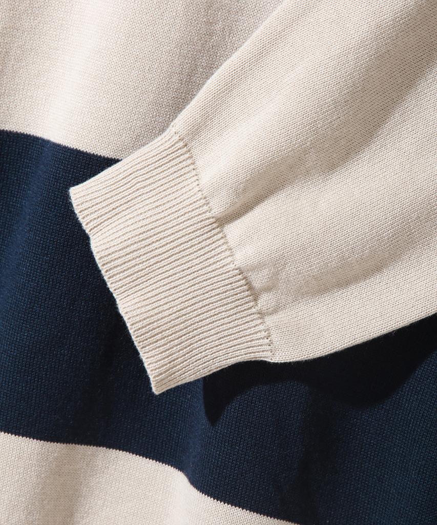 Dimiteulibeullaeg Asi Striped Rugby Long Sleeve Knit T-Shirt_Navy