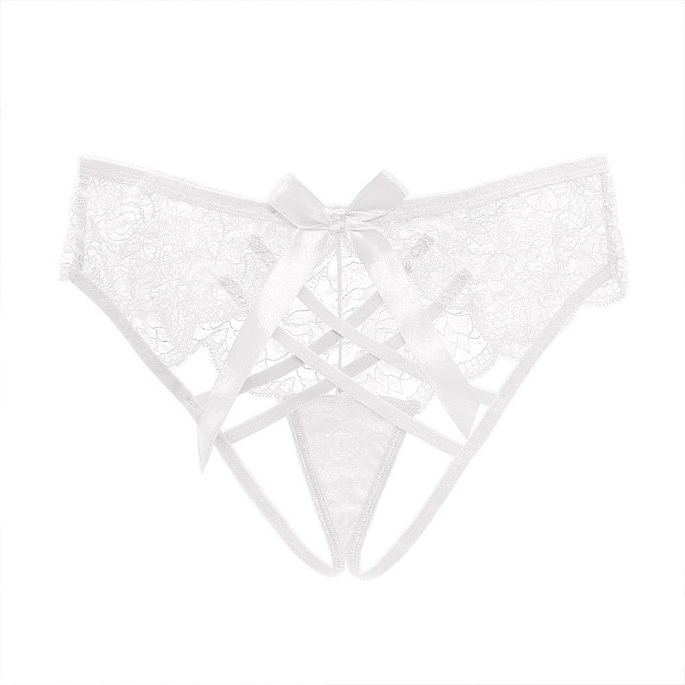 Sexy Lace Pure Lust Seduction Women's Briefs Mood Hollow Bow Mid-waist Comfortable Cotton Crotch Girl Panties
