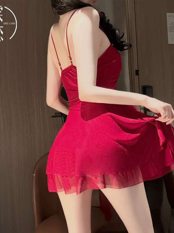 Sexy Pure Desire Floral Strap Christmas Dress Fairy Summer Hot Girl High-End Elegant Nightdress Hot Sexy Korean Women Dress 23ST