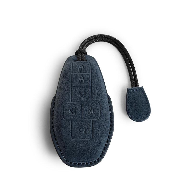 Suede Key Cover for 25 Denza D9: Protective Shell with Buckle, High-End Interior Accessory.
