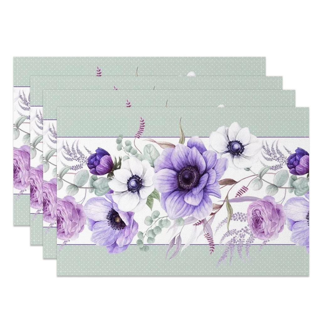 Bohemian Floral Placemats Delicate Daisy Rose Design Elegant Aesthetic Washable Table Mats for Dining Kitchen Tea Party Decor