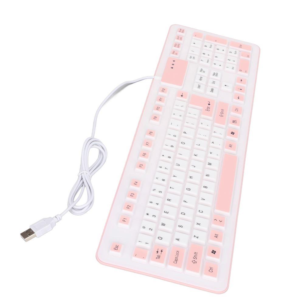 106 Keys USB Wired Keyboard Waterproof Silent Keyboard Portable Silicone Keyboard  Office Travel