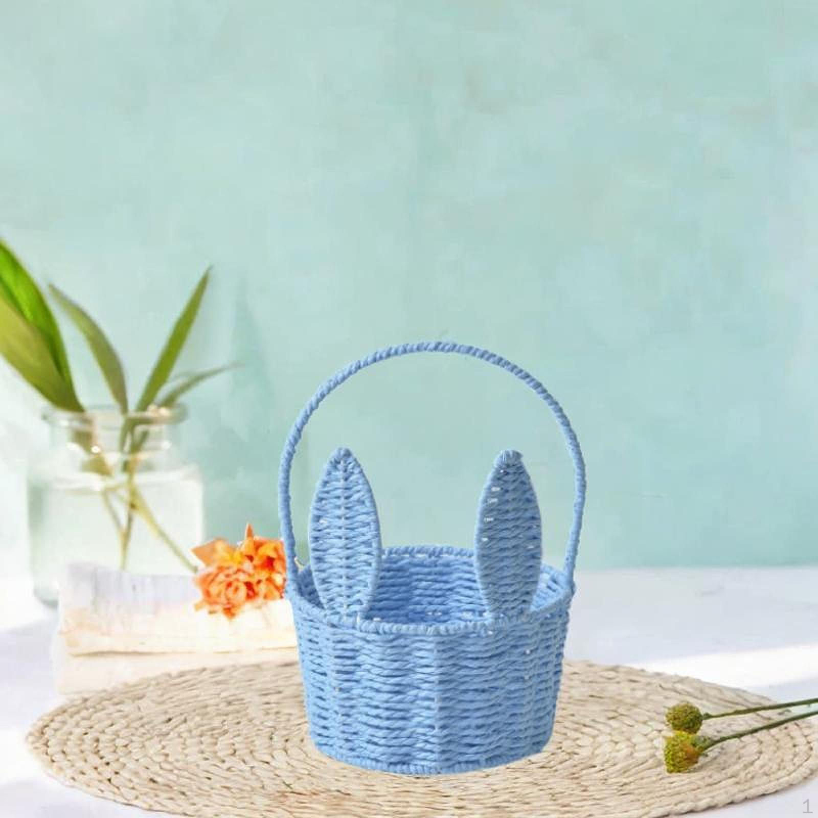

Пасхальная корзина, пустая цветочная корзина с ручкой, для девочки, кемпинга, вечеринки, дома синий