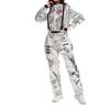 Adult Astronaut Costume Full Body Jumpsuit Space Theme Uniform with Patches and Zipper Closure for Parties Events