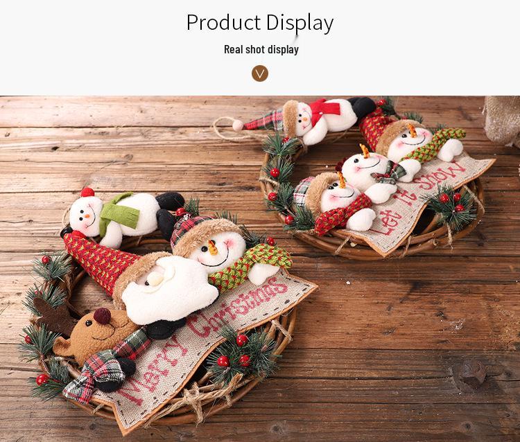 Decorazioni Natalizie Haobei: Ornamenti per Ghirlanda in Rattan: Babbo Natale, Pupazzo di Neve e Renna.