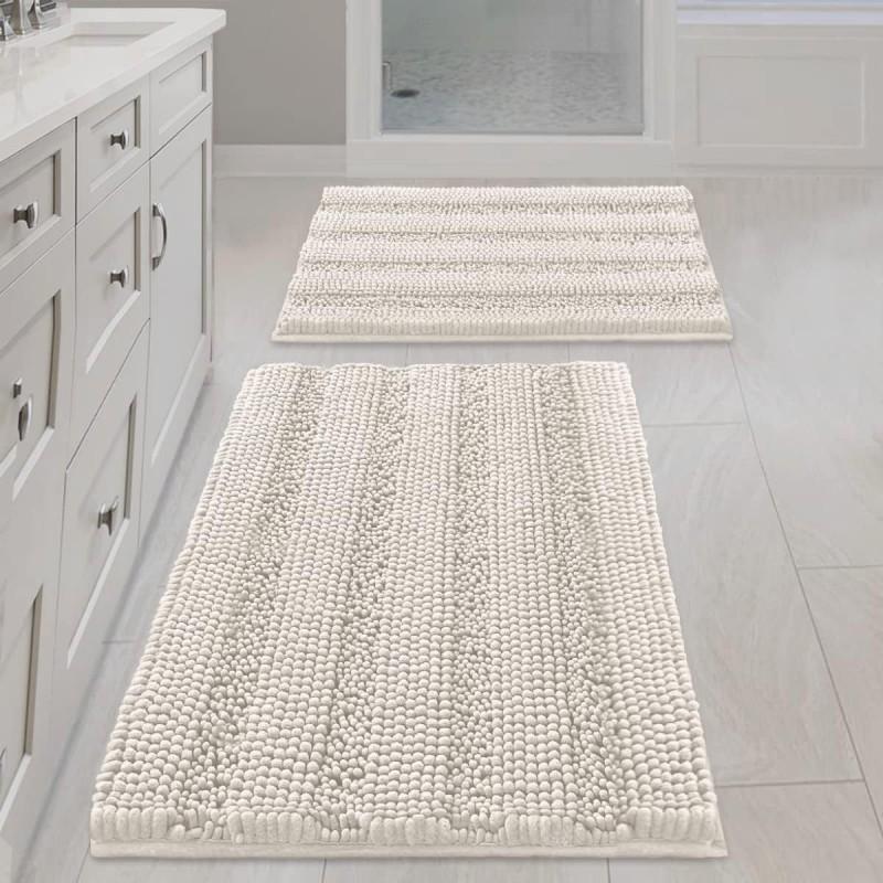 Thick Solid Chenille Bath Mat Non-Slip Absorbent Floor Rug Entryway Bathroom Kitchen Living Room
