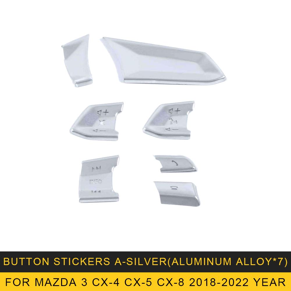 

Для Mazda 3 CX-4 CX-5 CX-8 автомобильные аксессуары алюминиевый сплав крышка кнопки рулевого колеса декоративная наклейка интерьер Silver A