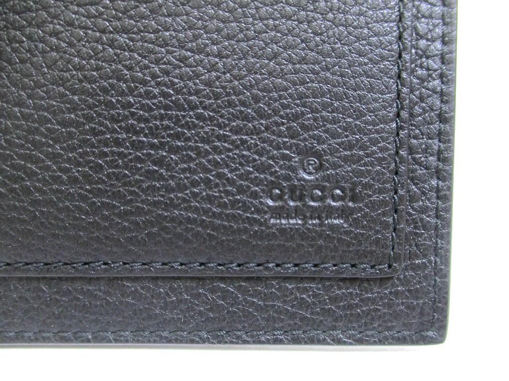 Authentic GUCCI Embossed Logo Black Leather Bifold Bill Wallet Compact Wallet #b233  Open box