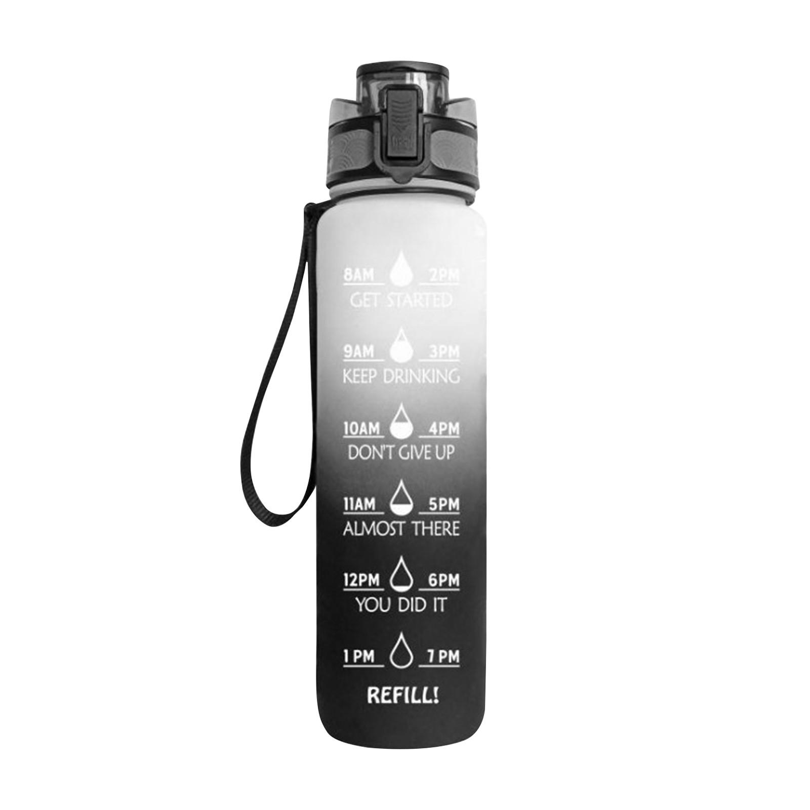 

Large Water Bottle With Motivational Time & Removable Strainer, For Fitness, Gym And Outdoor Sports One Size чёрный