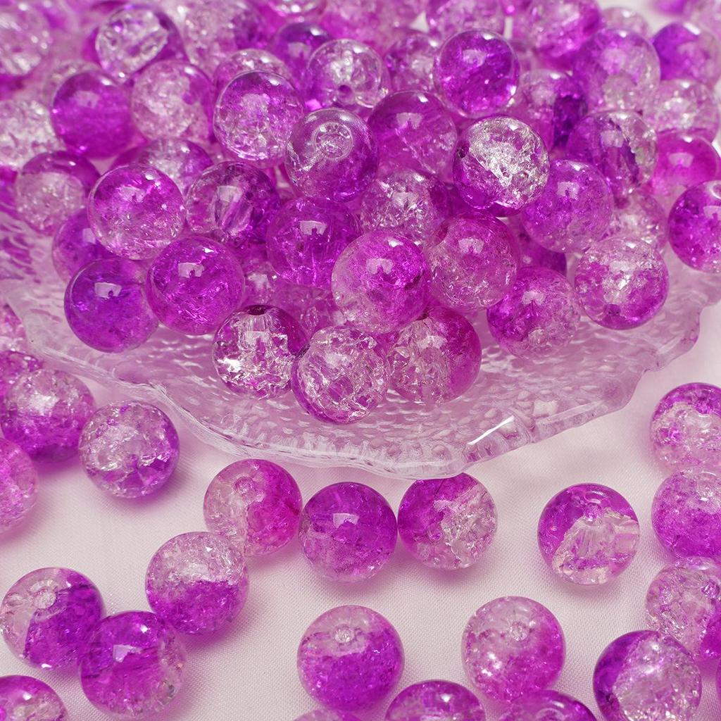 8/10mm Crackle Glass Beads for DIY Jewelry - Round Beads for Bracelets & Necklaces