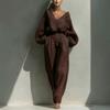 2026 Womens Loose Long Sleeve Cotton Linen Set - Vintage Chic Pants Suit In Ivory Red Brown Gray Green