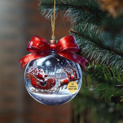 Yousheng Ozdoby do zawieszania w kształcie kuli 2D, drewniana kula, ozdoba na choinkę ze sceną zimową, na zimowe święta, do dekoracji domu wewnątrz i na zewnątrz