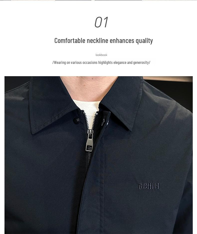 Men's Slim-Fit Turn-Down Collar Coat - Light Mature Autumn Style 2024 Executive Jacket