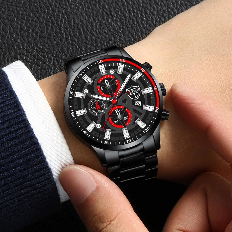 Men's Watch Men's Black Sports Quartz Watch Men's Business Casual Watch Gift for Father