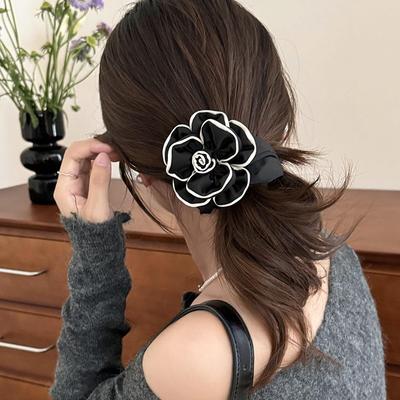 Elegante Vintage Kamelie Handgefertigte Blumen Haargummis Stirnband Damen Stilvoll und Schick Haarseil Haargummis Haaraccessoires